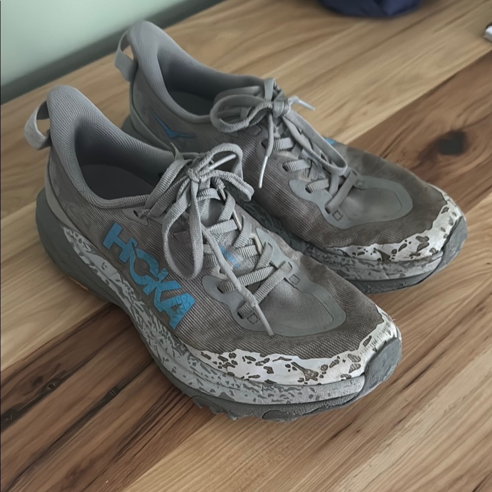 Hoka Speedgoat 6 Women's Gray and Blue Trail Running Shoes